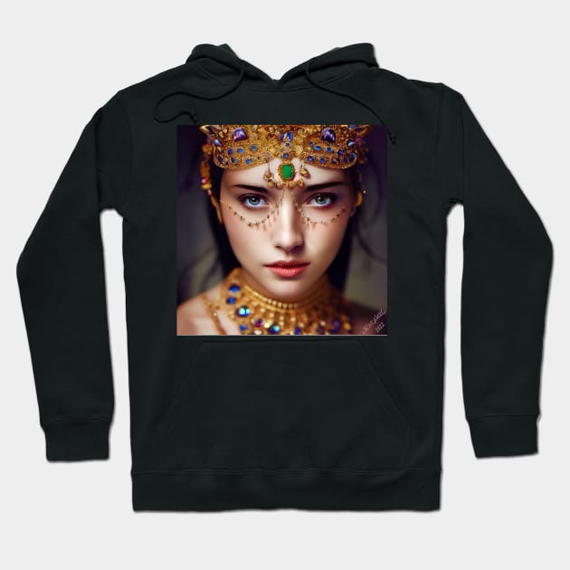 Beautiful Exotic Woman Adorned in Gold and Gems Hoodie by JediNeil